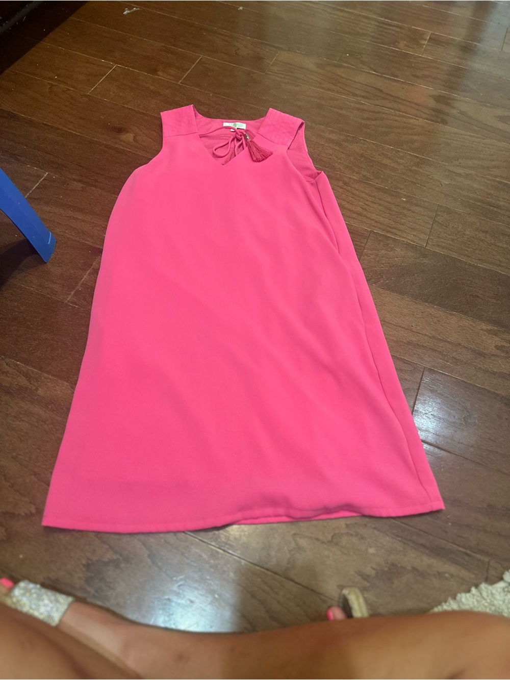 Jade Hot Pink Sleeveless Shift Dress with Tassel Tie